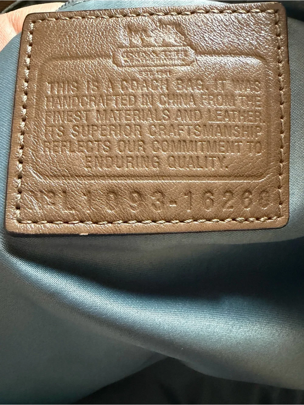 Coach Beige Signature Quilted Satchel with Brown Leather Trim